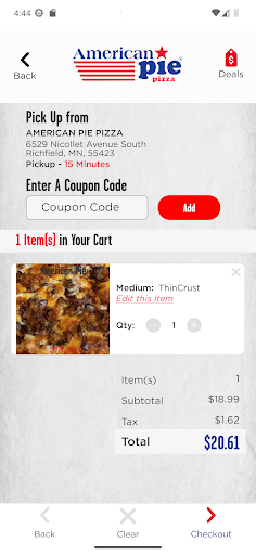 Screenshot of American Pie Pizza