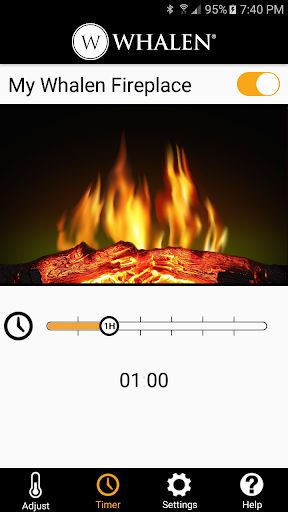 Whalen Fireplace Bluetooth App Screen 2