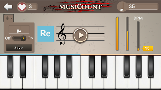 MusiCount Free - learn notes on the piano, stave