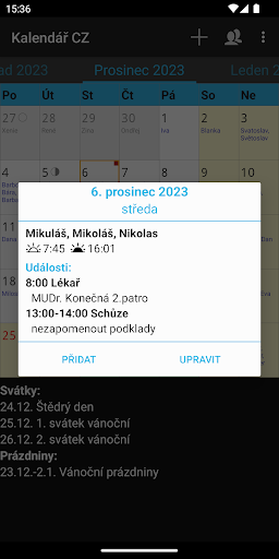 Kalendář CZ Screen 2