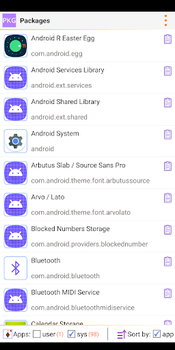 Android application Packages screenshort