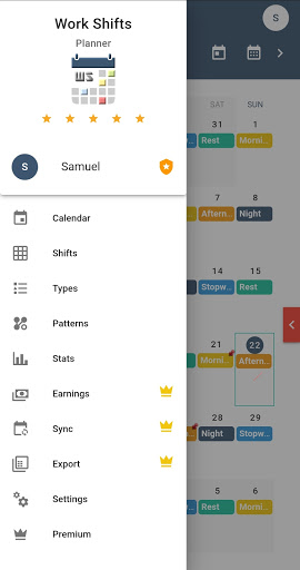 Android application Work Shifts screenshort