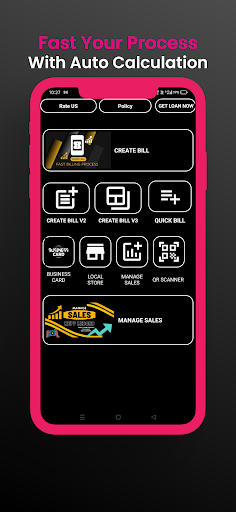 Android application Bill Book Auto Calculate screenshort