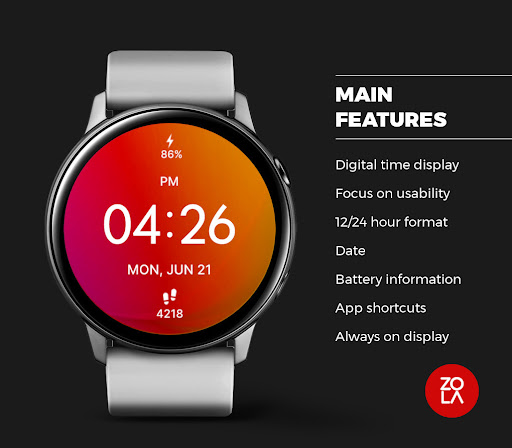 Minimal Red Watch Face Screen 2