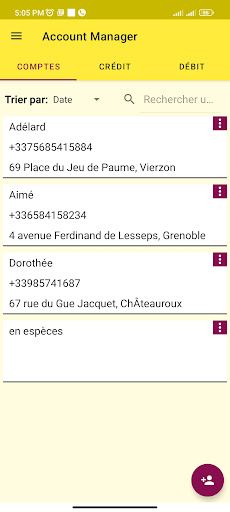 Gestionnaire de Compte Screen 2