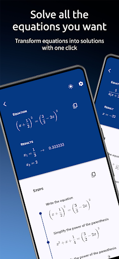 Android application Solve equations screenshort