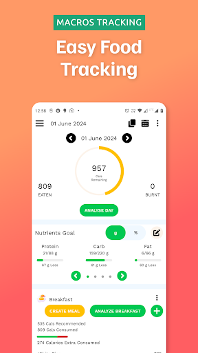 Android application Food Tracker & Calorie Counter screenshort
