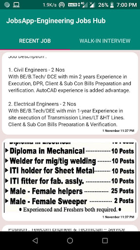 Android application JobsApp-Engineering Jobs Hub screenshort