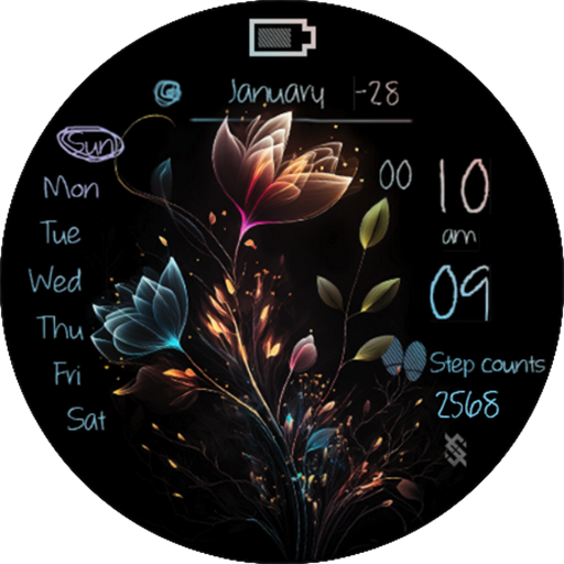 BFF48- Neon Art Flower Glowing logo