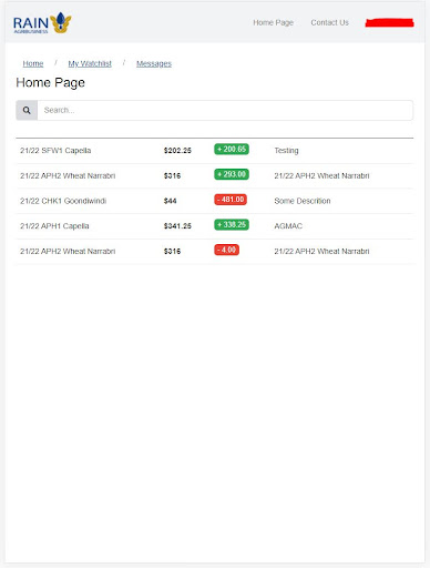 RainAg - Commodity Trade Screen 3