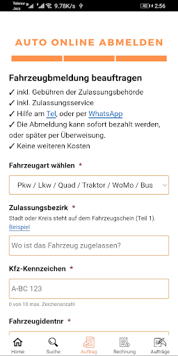 Kfz online abmelden Screen 3