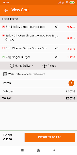 KOPADEMO Food Ordering System Screen 2