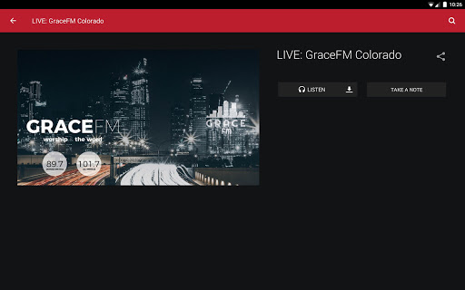 Screenshot of GraceFM Colorado