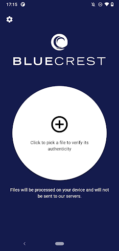 Android application BlueCrest Verifier screenshort