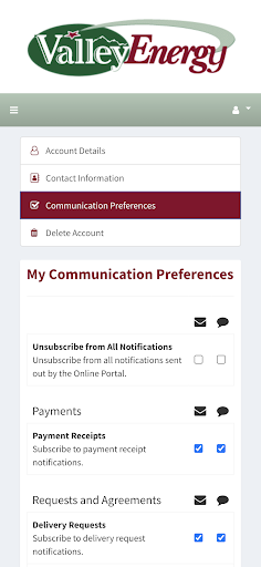 Valley Energy Portal Screen 3