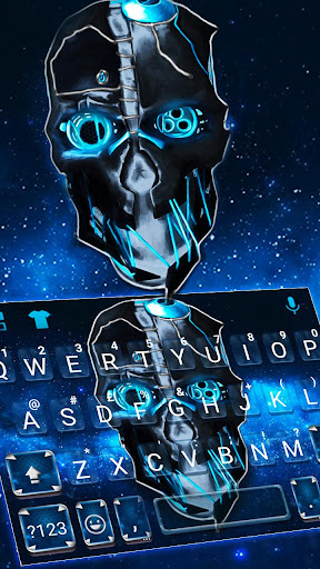 Blue Tech Cool Skull Keyboard Screen 2