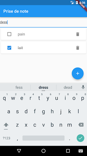 Android application Prise de note screenshort