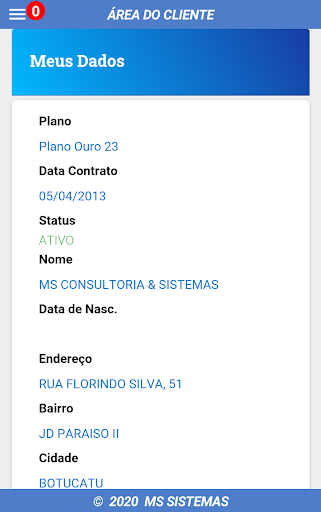 MS Área do Cliente Screen 2