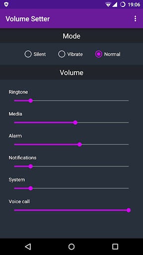 Android application Volume Setter screenshort