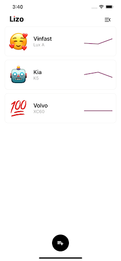 Android application Lizo: Quản lý xăng xe ô tô screenshort