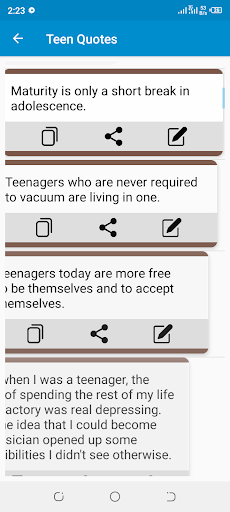 Teen Quotes App Screen 2
