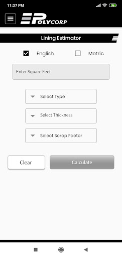 Polycorp Material Calculator Screen 2