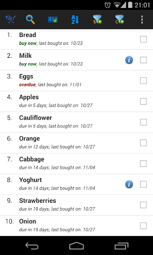 Android application Shopping List - My iList screenshort