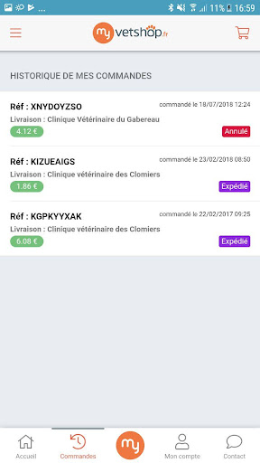 Android application MyVetshop screenshort