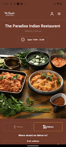 Android application The Paradise Indian Restaurant screenshort