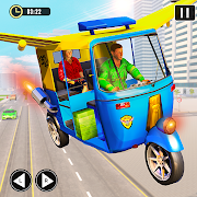 Flying Tuk Tuk Taxi Simulator: Free Driving Games