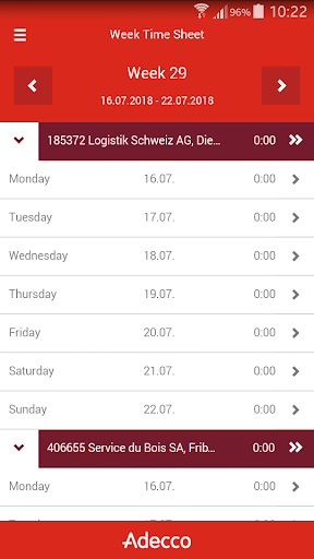 Android application AdeccoTime screenshort