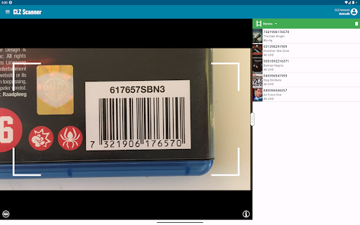 Screenshot of CLZ Scanner