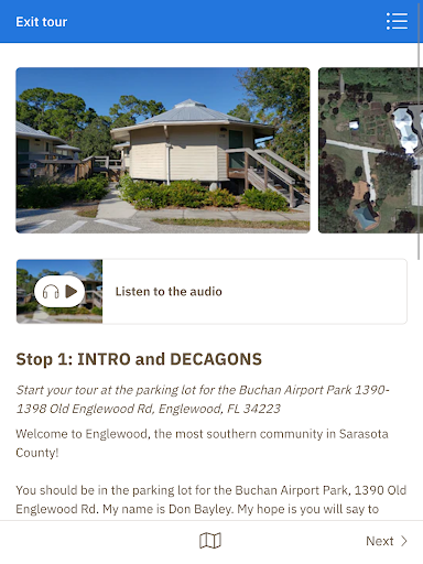 Screenshot of Sarasota County Auto Tours