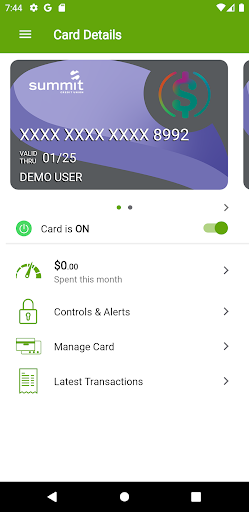 Android application SCU Credit Card Controls screenshort