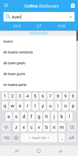 Spanish-Finnish Dictionary Screen 2