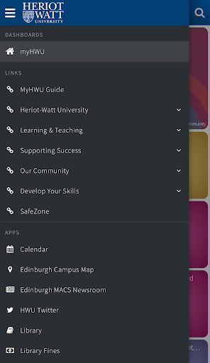 myHWU Screen 2