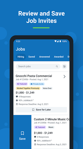Android application Voices Talent Companion screenshort