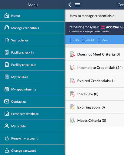 symplr Access Screen 3