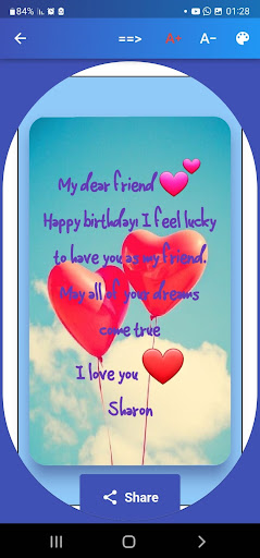 Birthday greetings Screen 2
