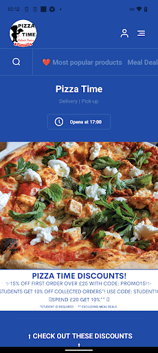 Android application Pizza Time Clifton screenshort