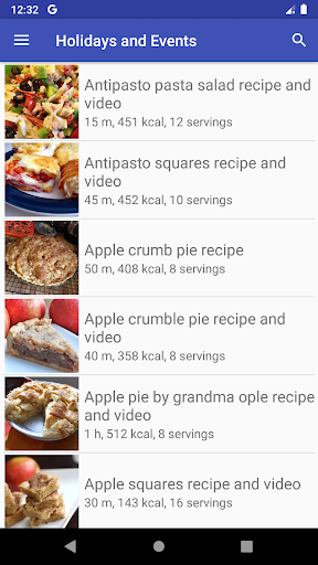 Holidays and Events recipes for free app offline