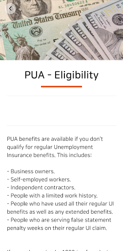 Guide for PUA Unemployment Screen 2
