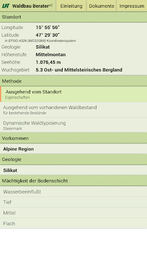 Waldbau Berater Screen 2