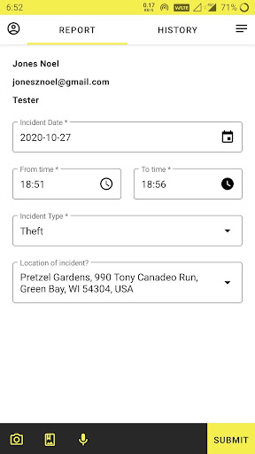Android application Incidento screenshort