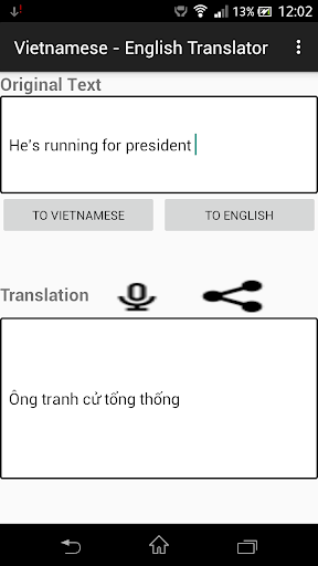 English -Vietnamese Translator Screen 2