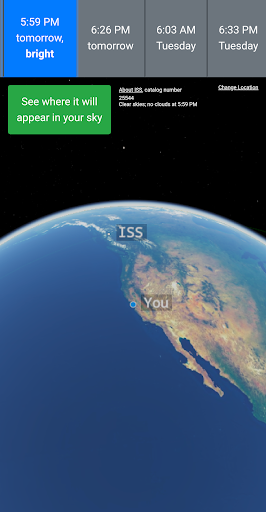 Android application See A Satellite Tonight screenshort