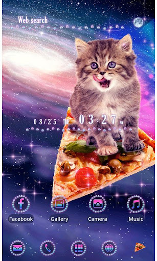 Android application Funny Theme-Pizza Space Cat!- screenshort