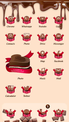 Android application Wow Valentine Chocolate Theme screenshort