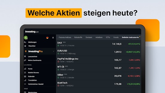 Investing.com: Aktien & Börse Screenshot