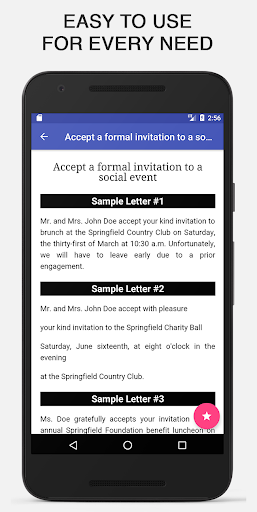 Sample Letters Offline Screen 3